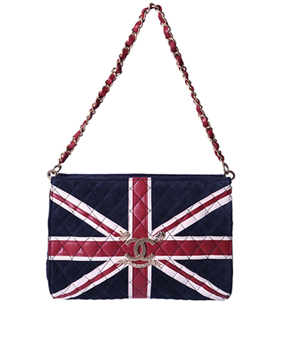 Vintage Union Jack Shoulder Bag, &pound;2,600, Handbags, Blue/Red/White, Leather/Suede, Front view
